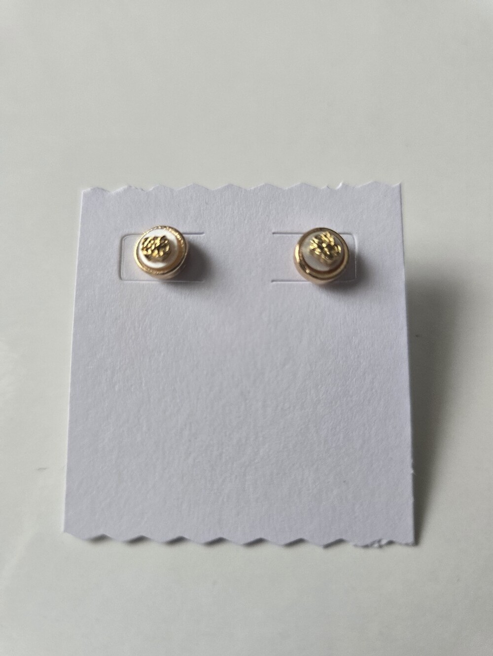 Gold Tone Pearl Center Stud Earrings - Women's Jewelry